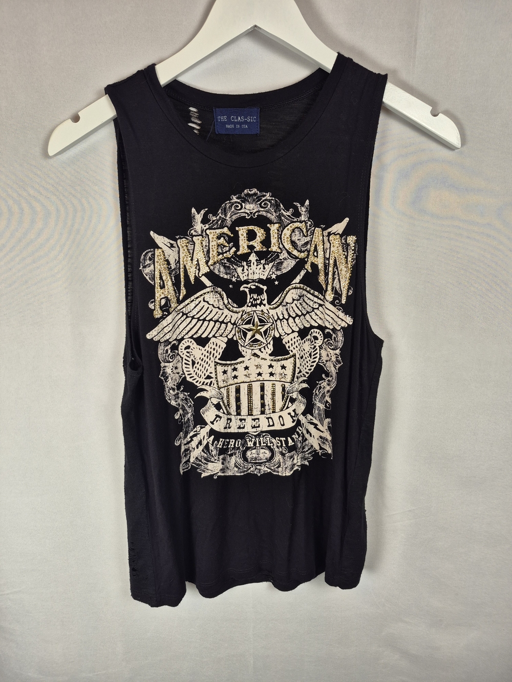 The Classic Black American Freedom Graphic Muscle Tank Size S